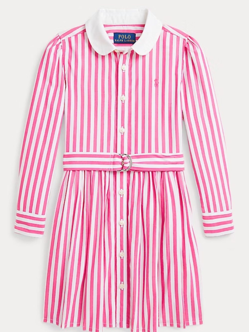 Ralph Lauren POLO Toddler Girls Long Sleeve Stripe Polo Shirt Dress Belted 4T